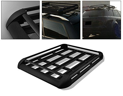 Large Black Aluminium Roof Rack Basket Tray Luggage Cargo Carrier with Bars 4x4 van fits disovery landrover Ford Transit Toyota Volvo Estate Jeep Van Caravan Discovery Traffic Renault  Isuzu Kia Honda Pajero Shogun Jimny Suzuki Freelander VW Fiat Large 55
