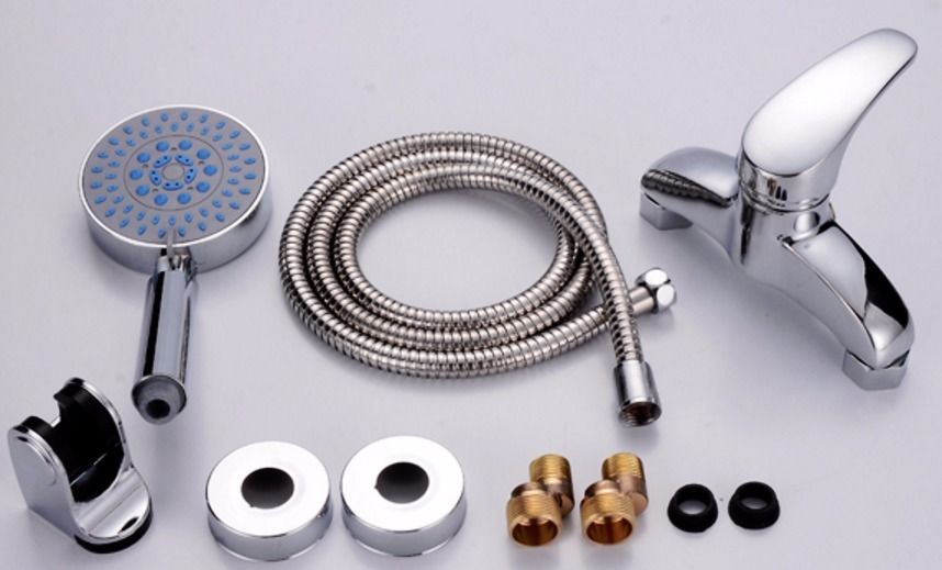 Modern Chrome Mixer Tap Hand Held 5 Function Shower Head Bathroom Taps TAP16