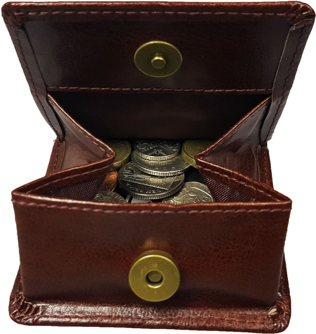 Orthologics Brown Leather Coin Pouch Folding Wallet Money Change Card Purse OL8
