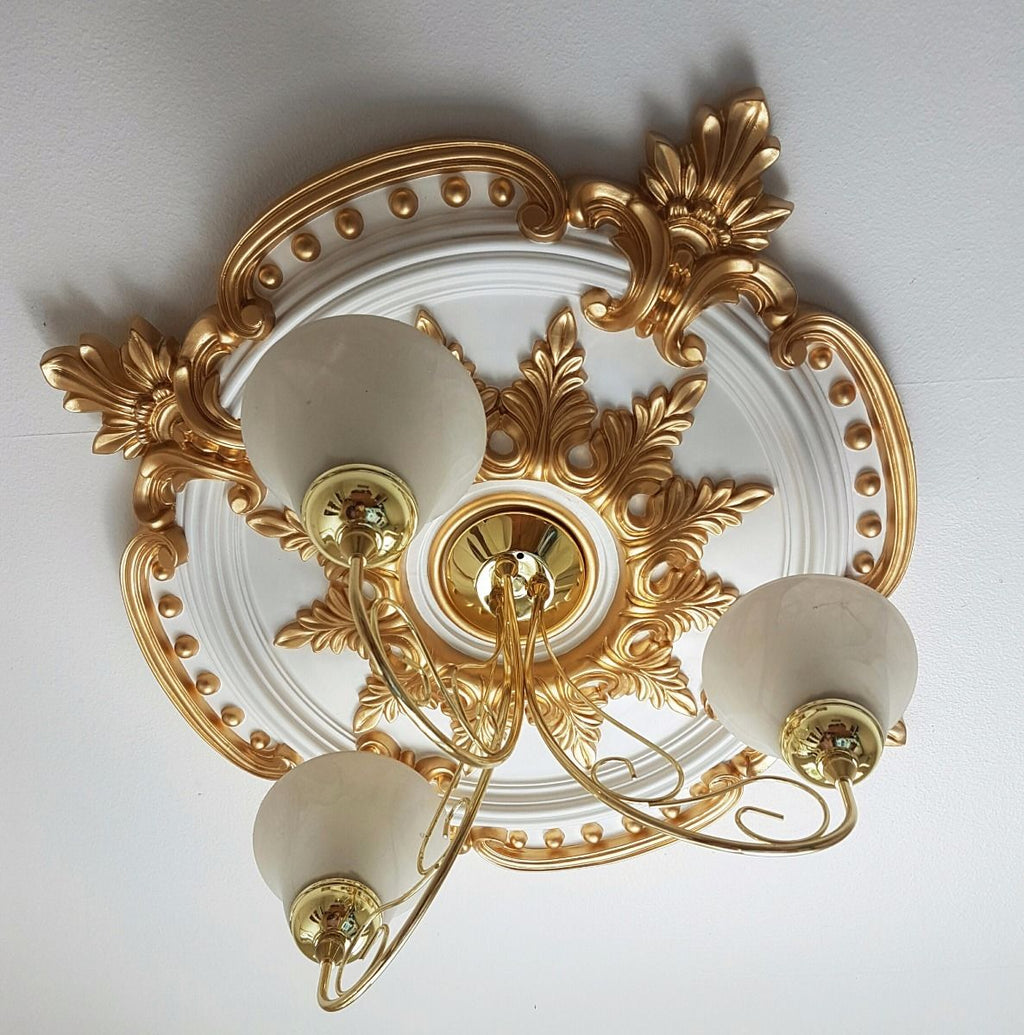 Large Beautiful Ornate GOLD Ceiling Rose Decor Victorian Medallion 72cm CR7G