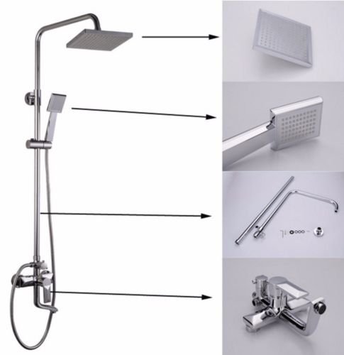 CHROME TWIN HEAD STANDING SHOWER MIXER THERMOSTATIC BATHROOM BATH SET TAP17