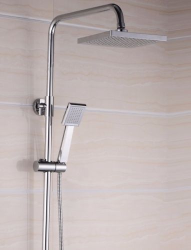 CHROME TWIN HEAD STANDING SHOWER MIXER THERMOSTATIC BATHROOM BATH SET TAP17