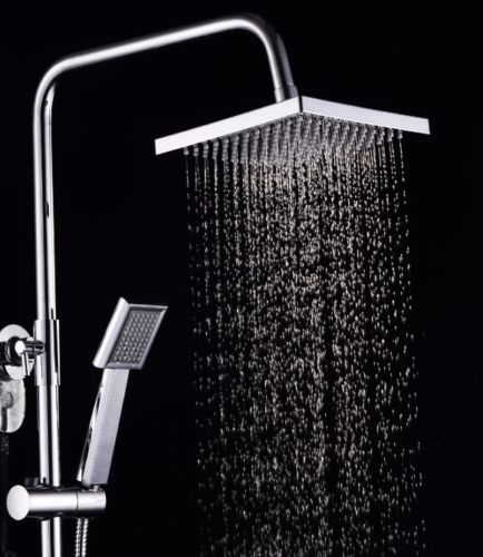 CHROME TWIN HEAD STANDING SHOWER MIXER THERMOSTATIC BATHROOM BATH SET TAP17