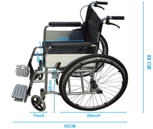 Lightweight Self Propelled Wheelchair Heavy Duty Folding Commode Padded Chair