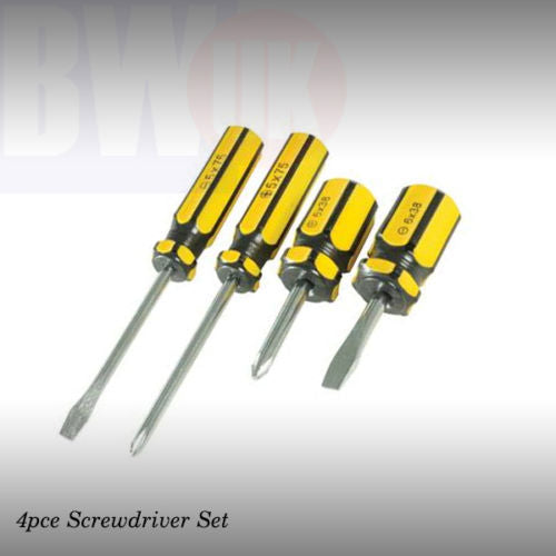 Screw Driver 4 kit tool bit set slotted (75 x 5mm, 38 x 6mm) PZD no 1 2 (S41)