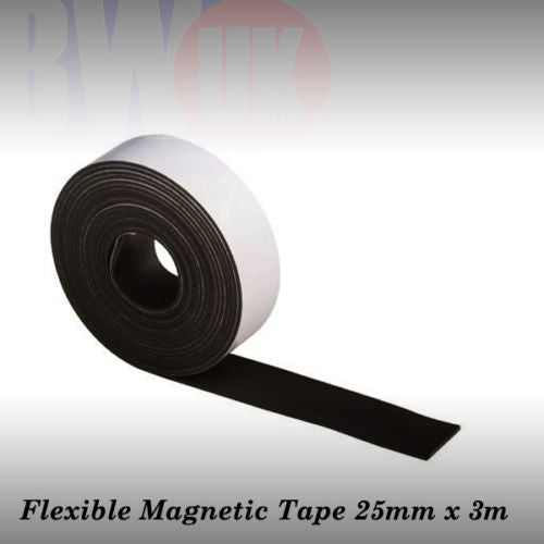 3m Self-adhesive magnetic tape strip strong 25mm Wide flat curved surfaces S53