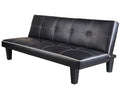 Single Faux Leather Sofa Bed in Black 3 Seater Spare Guest Room Modern Sofa
