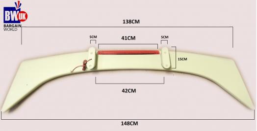 UNIVERSAL CAR SPOILER 148CM REAR BACK ABS UNPAINTED BRAKE LIGHT TRUNK BOOT NEW