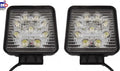 2 x 27w 9 LED Driving Work Light Flood Lamp Offroad Trailer SUV Jeep 4x4 Square