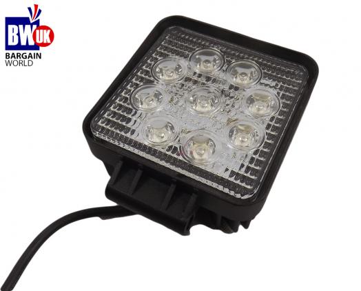 2 x 27w 9 LED Driving Work Light Flood Lamp Offroad Trailer SUV Jeep 4x4 Square