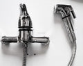 BIDET TOILET BATH MIXER TAP WITH SHOWER HAND HELD SPRAY PIPE DOUCHE CHROME -T14