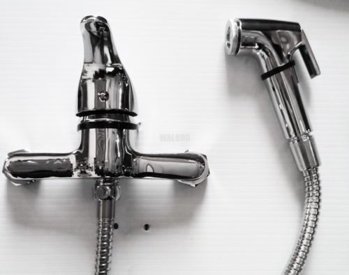 BIDET TOILET BATH MIXER TAP WITH SHOWER HAND HELD SPRAY PIPE DOUCHE CHROME -T14