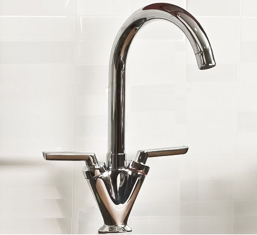 KITCHEN BASIN SINK MIXER TAP HOT COLD BAR HANDLE CHROME SWIVEL MONOBLOC T2-BARS
