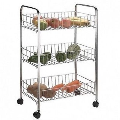 3 TIER KITCHEN CART RACK STORAGE SHELF CADDY FRUIT VEGETABLE TROLLEY WHEELS U66