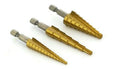 3 HSS STEP CONE DRILL TITANIUM BITS HOLE CUTTER 1/8"-1/2 3/16"-1/2 1/4"-3/4 U70