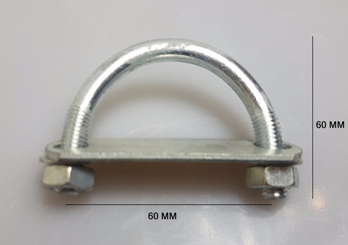 1x Steel Oval Round U-Bolts Brackets Boat Trailer 60x60x10mm M10 Nut Plate UBR-60A