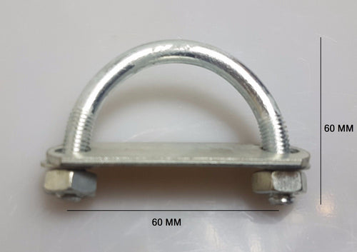 1x Steel Oval Round U-Bolts Brackets Boat Trailer 60x60x10mm M10 Nut Plate UBR-60A