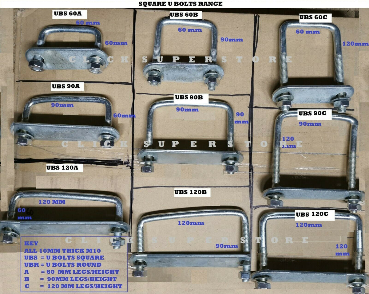 1 x U bolts Bolt Brackets plate steps ladder van roof hook 120x90x10 mm UBS-120B