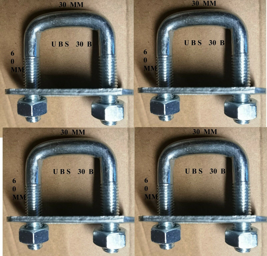 4 x square U-bolt u bolts Brackets Boat trailer 30x60x10mm Nuts & Plate UBS-30B