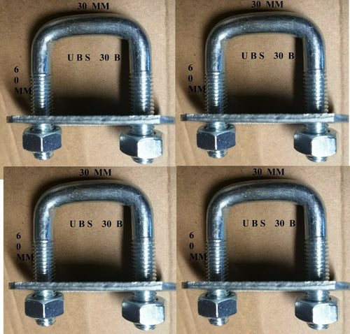 4 x square U-bolt u bolts Brackets Boat trailer 30x60x10mm Nuts & Plate UBS-30B