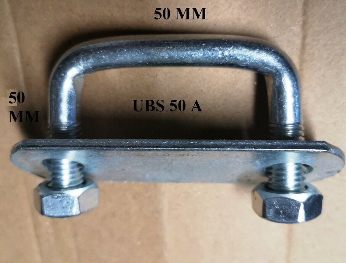 1 x Steel Square U-bolt U bolt Brackets Boat Cars 50x50x10mm M10 Nuts UBS-50A