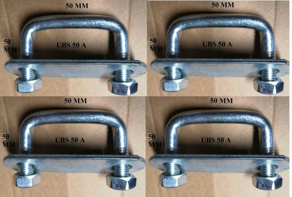 4 x square U-bolt u bolts Brackets Boat trailer 50x50x10mm Nuts & Plate UBS-50A