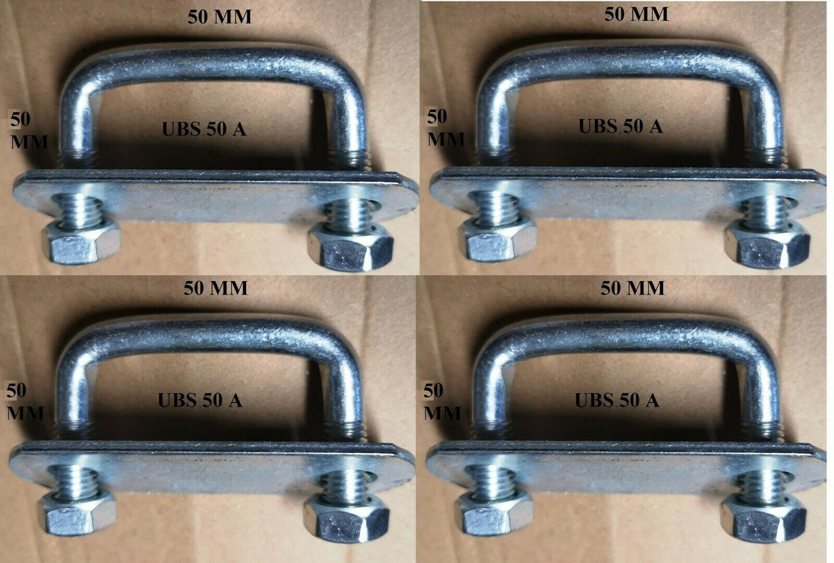 4 x square U-bolt u bolts Brackets Boat trailer 50x50x10mm Nuts & Plate UBS-50A