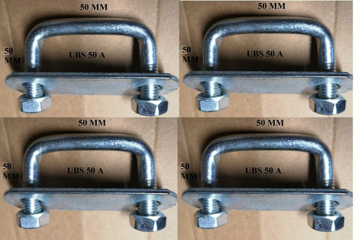 4 x square U-bolt u bolts Brackets Boat trailer 50x50x10mm Nuts & Plate UBS-50A