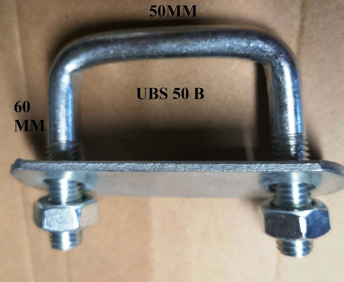 1 x Steel Square U-bolt U bolt Brackets Boat Cars 50x60x10mm M10 Nuts UBS-50B