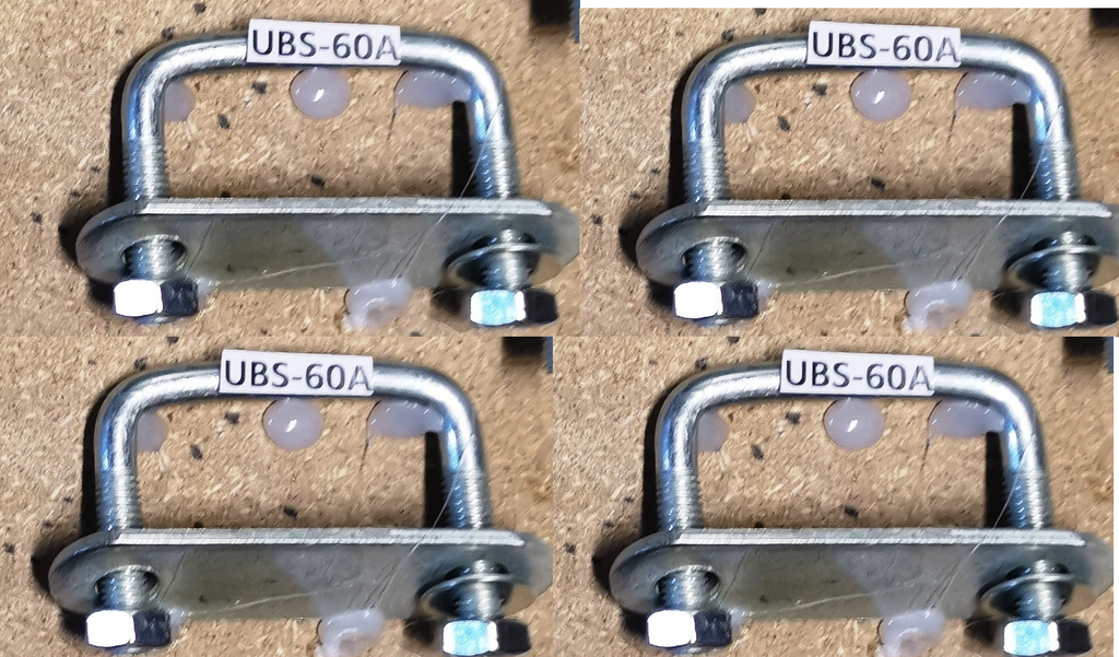 4 x Steel Square U-bolt Brackets Boat Trailer 60x60x10mm M10 Nuts Plate UBS-60A