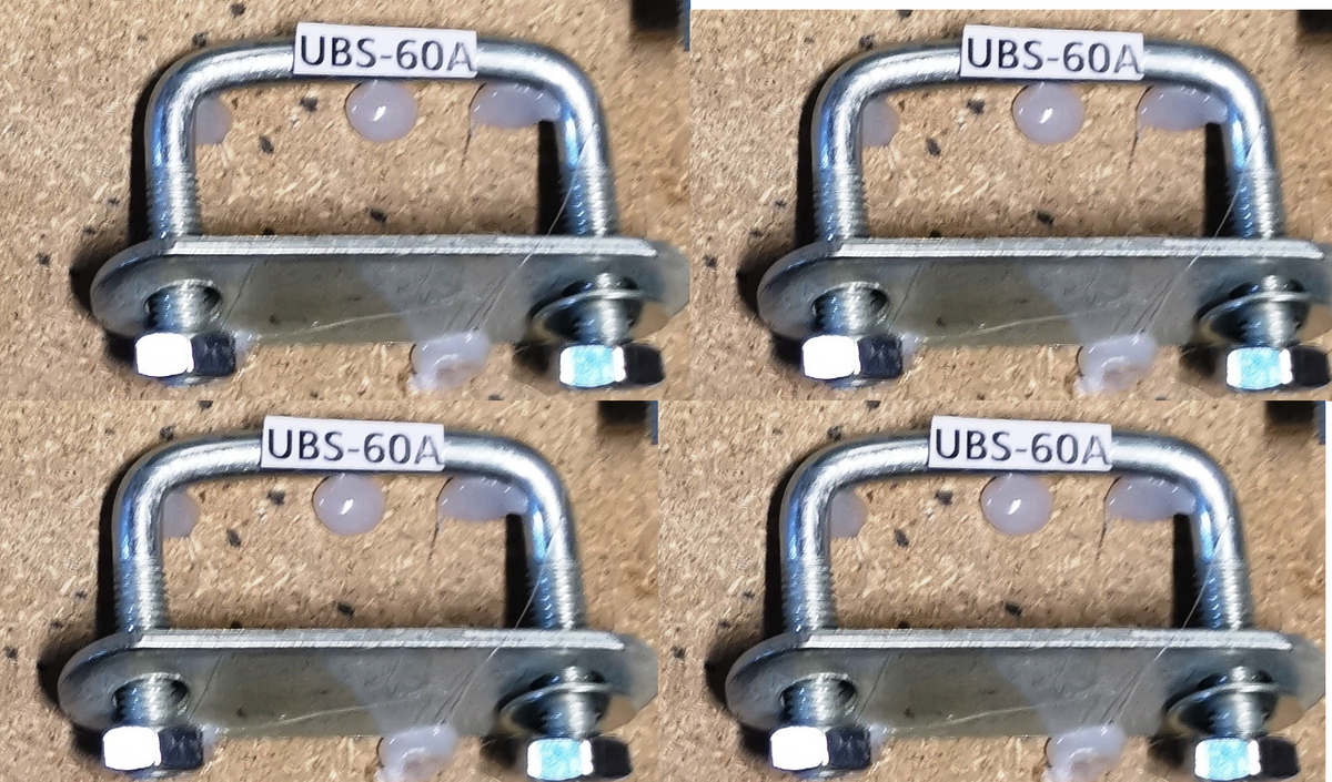 4 x Steel Square U-bolt Brackets Boat Trailer 60x60x10mm M10 Nuts Plate UBS-60A