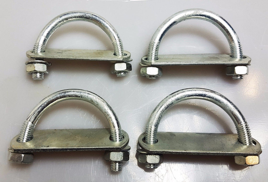 4xSteel Oval Round U-Bolts Brackets Boat Trailer 60x60x10mm M10 Nut Plate UBR-60A