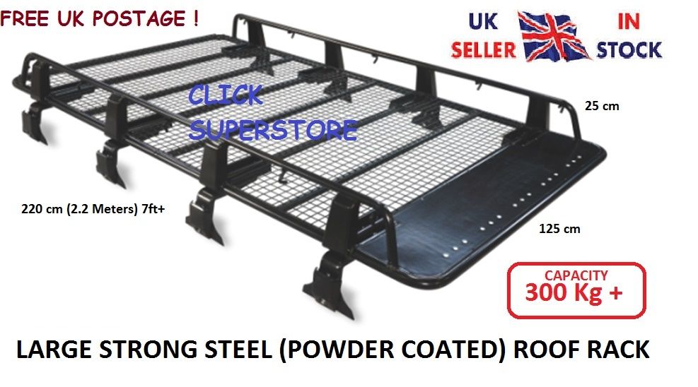 2.2m Steel Heavy Duty Large Roof Rack Platform Luggage Carrier Tray 4x4 SUV Minibus Caravan Discovery van fits Toyota Discovery Landrover Fiat Ducati Master 