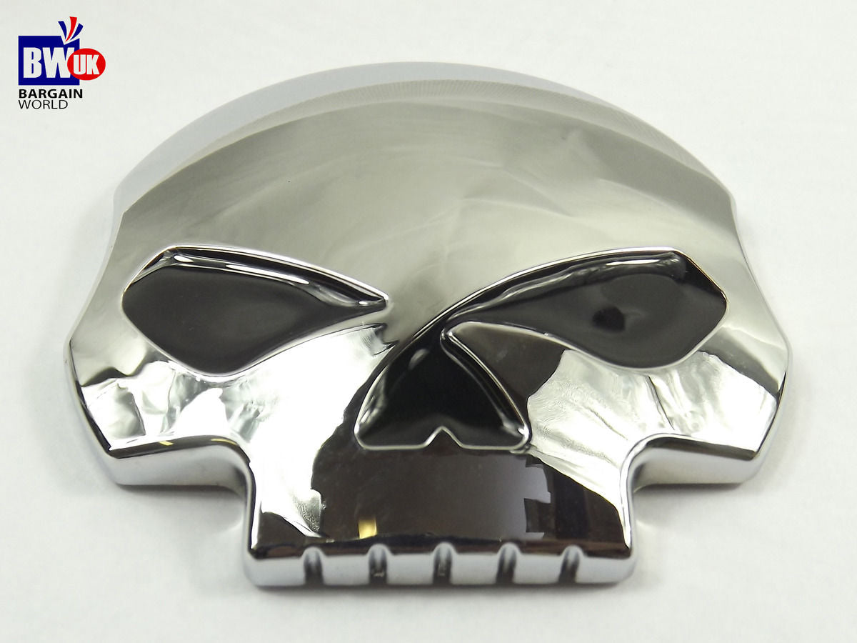 SKULL SKELETAL CHROME DECORATIVE ADHESIVE CHROME ABS CAR BADGE EMBLEM 80MM (Z51)