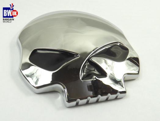 SKULL SKELETAL CHROME DECORATIVE ADHESIVE CHROME ABS CAR BADGE EMBLEM 80MM (Z51)