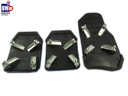 3 PIECE CAR FOOT COVERS PINK RED METAL SPORTS PEDALS PLATES UNIVERSAL FIT (Z81)