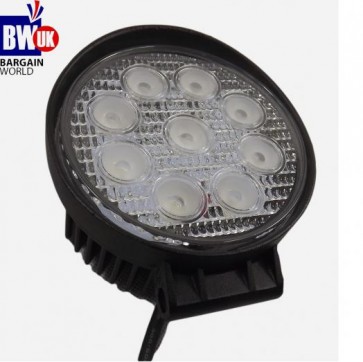 27w 9 LED Driving Work Light Flood Lamp Offroad Trailer SUV ATV Jeep 4x4 Round