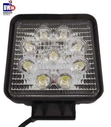 27w 9 LED Driving Work Light Flood Lamp Offroad CAR SUV ATV Jeep 4x4 WD Square