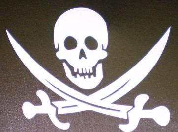 SKULL & BONES WHITE PERMANENT STICKER