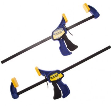 2 X IRWIN 12" QUICK GRIP SPEED MINI BAR CLAMPS TRIGGER 300MM TWIN PACK TB-IRV1