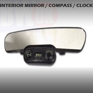 CAR REAR VIEW INTERIOR MIRROR UNIVERSAL CLIP ON CLOCK COMPASS TEMPERATURE AC4