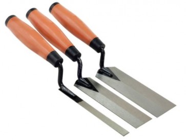 3 PIECE MARGIN TROWEL SET KIT BUILDING PLASTERING LAYING POINTING WOODEN CA108