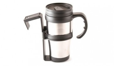 TRAVEL MUG VEHICLE STAINLESS STEEL HOT COLD NO SPILL PLASTIC HOLDER CA16