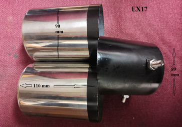 LARGE TWIN ANGLE DUAL EXHAUST TRIM TIPS MUFFLER PIPE CHROME TAIL 89mm EX17