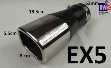 STEEL SQUARE EXHAUST TRIM TIP MUFFLER CHROME TAIL BIG BORE 60MM UNIVERSAL EX5