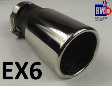 STAINLESS STEEL EXHAUST TRIM TIP MUFFLER PIPE CHROME TAIL TO 60MM UNIVERSAL EX6