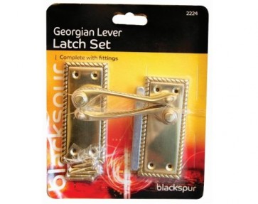 GEORGIAN LEVER LATCH SET DOOR HANDLE FITTINGS SCREWS POLISHED BRASS H23