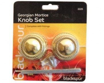 GEORGIAN MORTICE KNOB SET DOOR HANDLE FITTINGS INCLUDED DOORKNOB ROPE BRASS H25