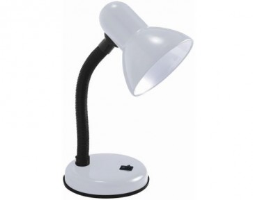 WHITE DESK LAMP OFFICE LIGHT TABLE LIGHTING INDOOR FLEXIBLE NECK MAINS PLUG H32
