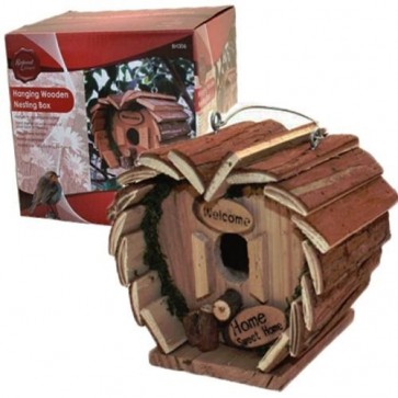 HANGING WOODEN Garden NESTING Box BIRD HOUSE HOME WOOD CHICK POULTRY H36